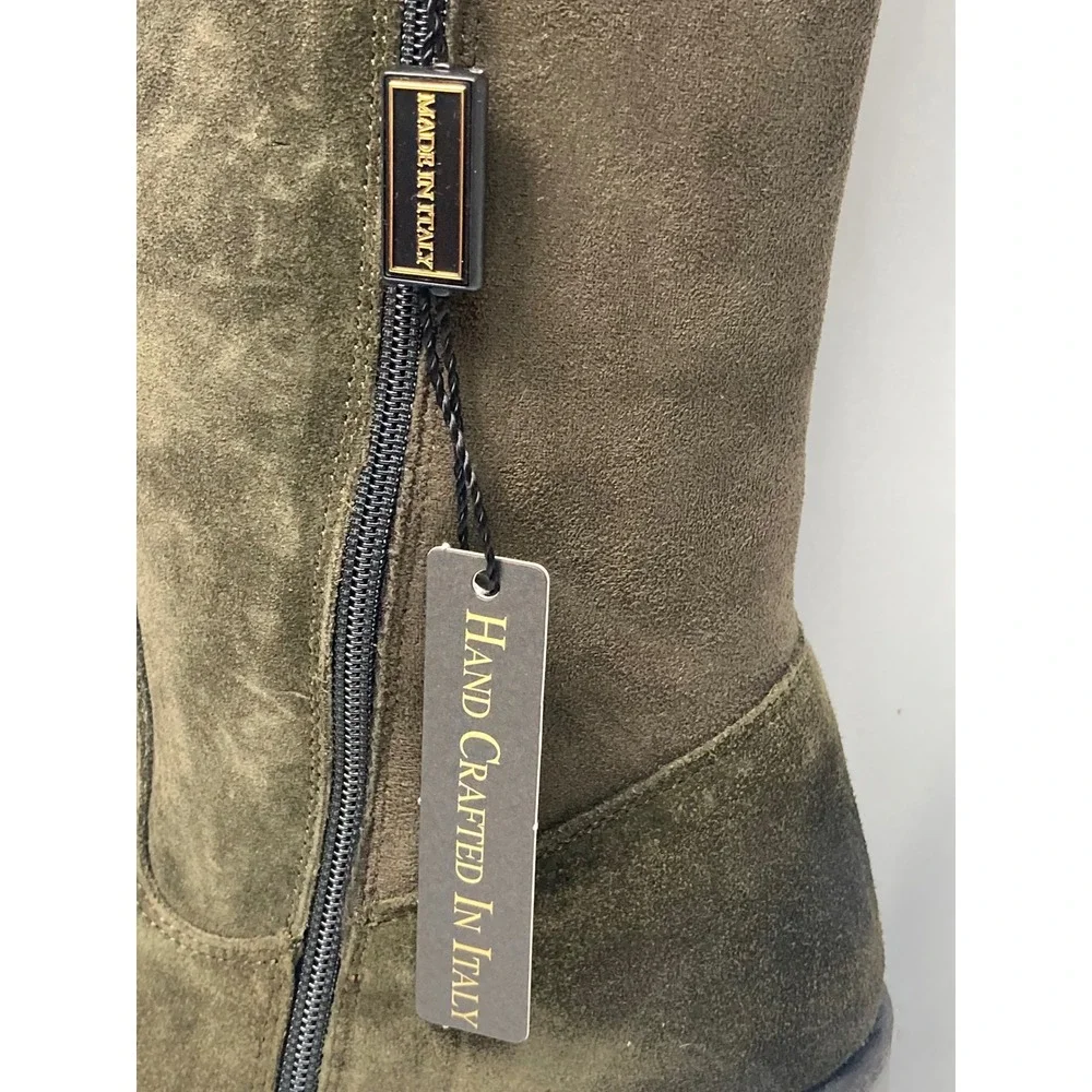 Emanuele Crasto Over the Knee Boots EU 37 / US 6.5 |‎ Military Green Leather NIB